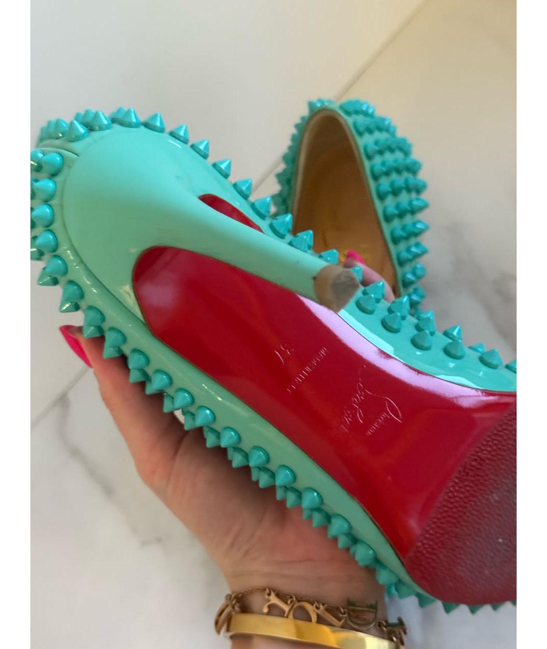 CHRISTIAN LOUBOUTIN Бирюзовые кожаные туфли, фото 2