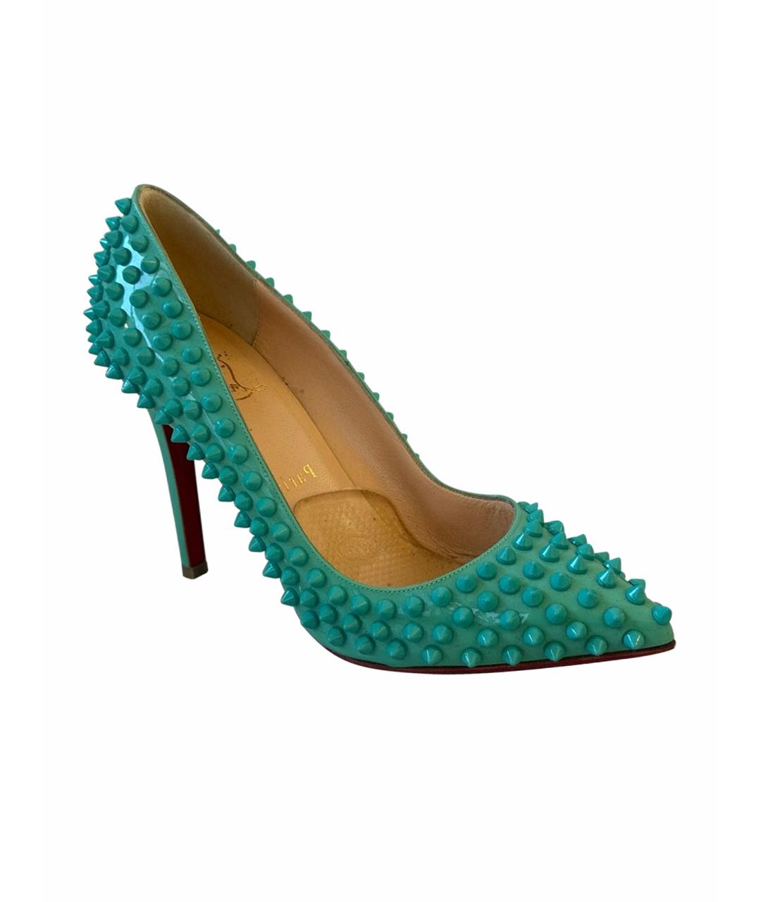 CHRISTIAN LOUBOUTIN Бирюзовые кожаные туфли, фото 1
