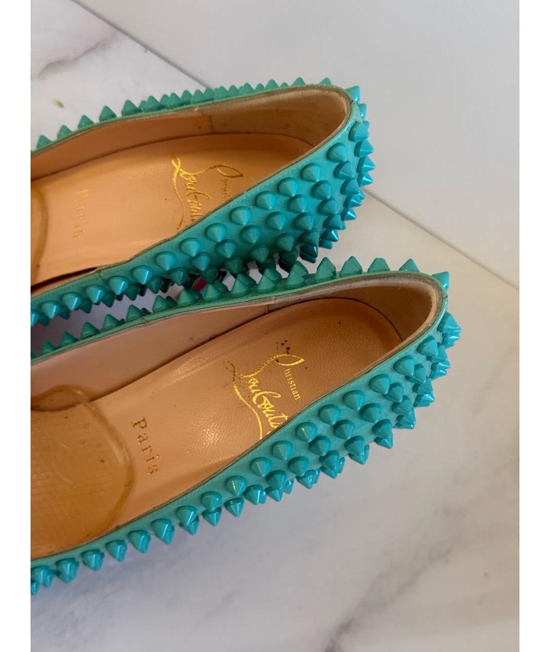 CHRISTIAN LOUBOUTIN Бирюзовые кожаные туфли, фото 3