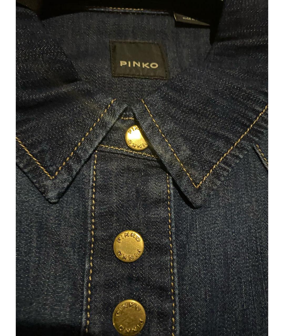 PINKO Темно-синяя деним рубашка, фото 8