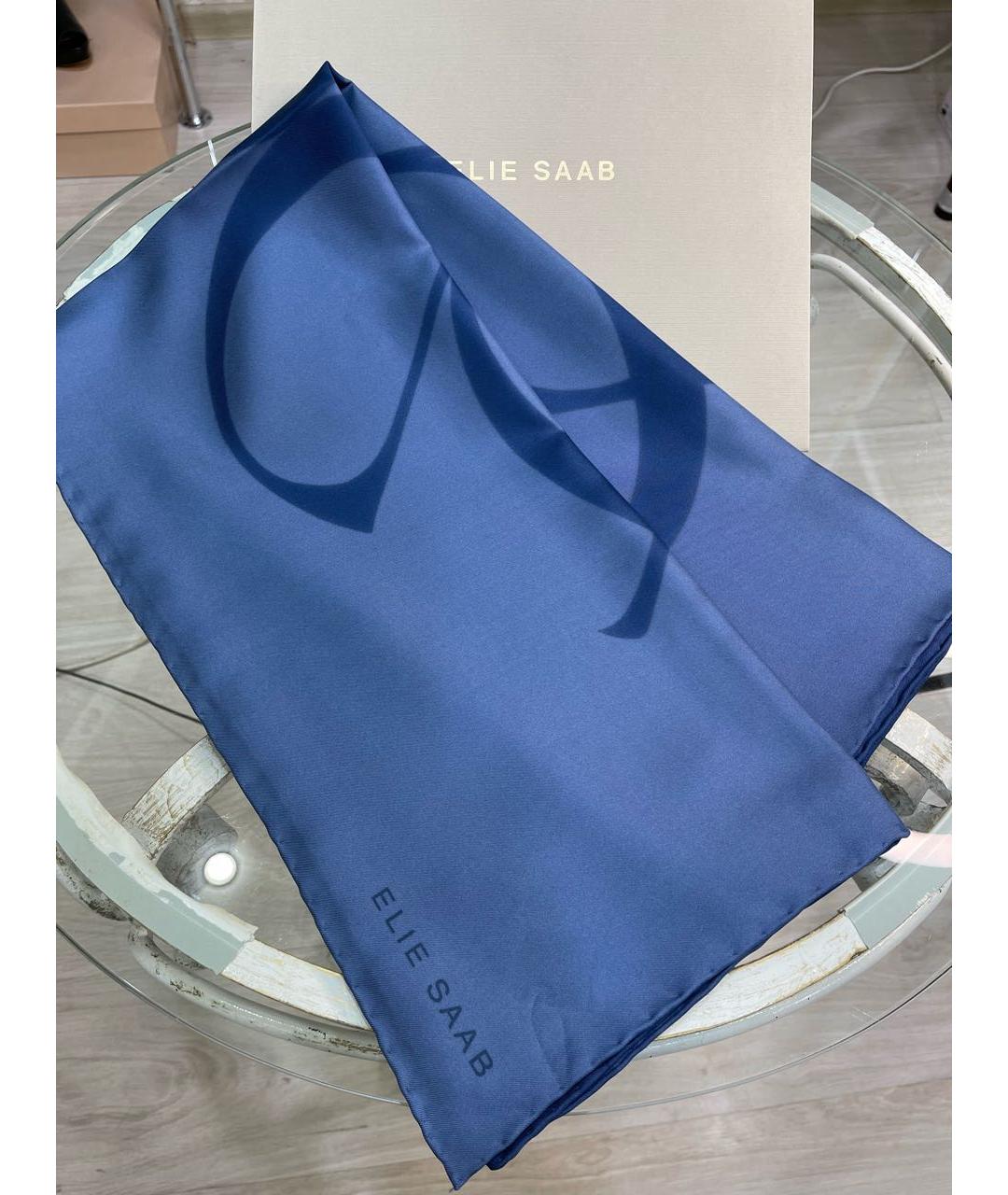ELIE SAAB Синий шелковый платок, фото 3
