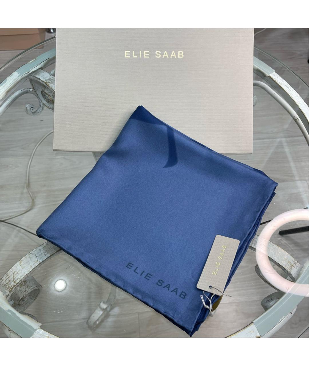 ELIE SAAB Синий шелковый платок, фото 2