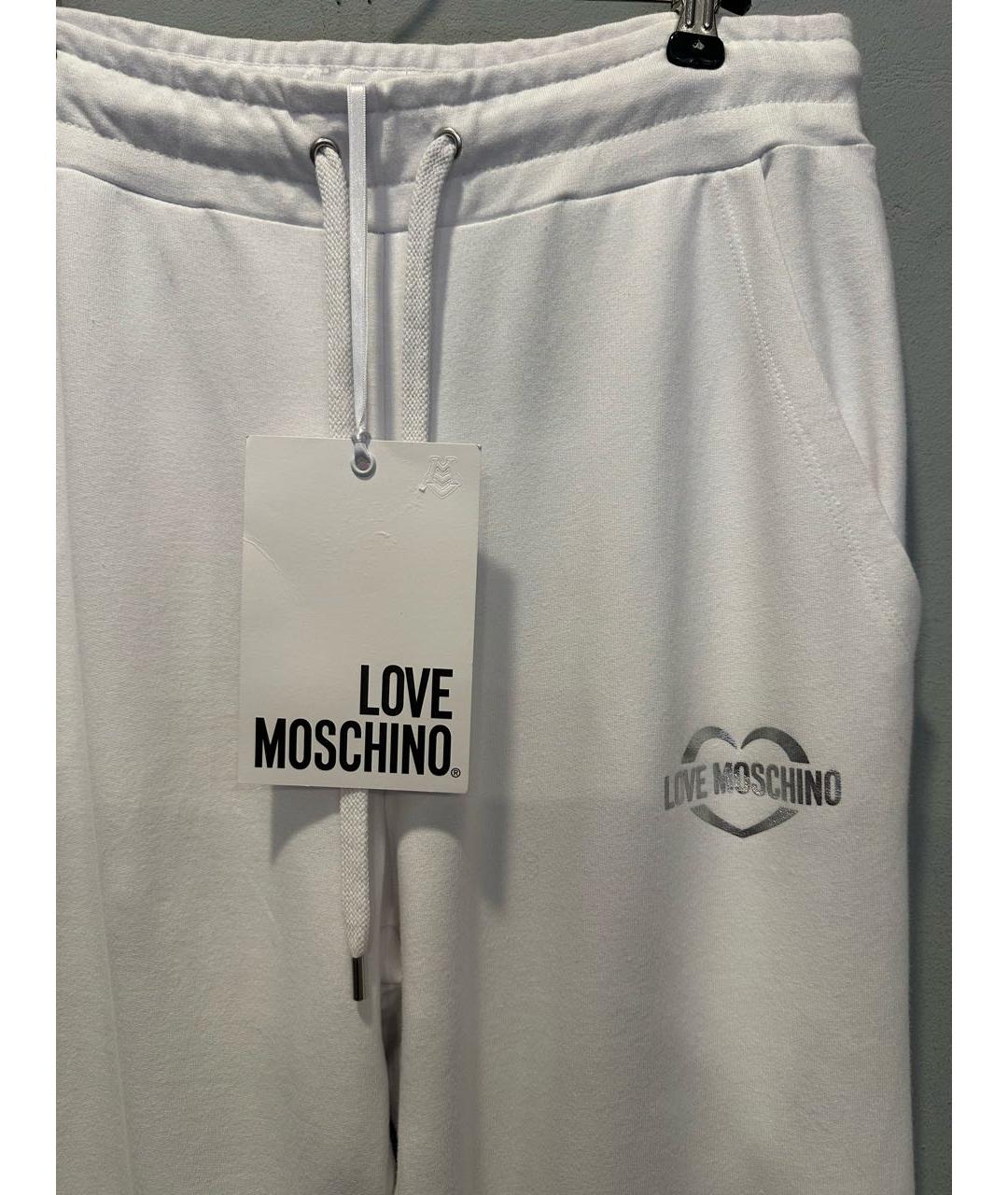 LOVE MOSCHINO Белые хлопко-эластановые спортивные брюки и шорты, фото 3