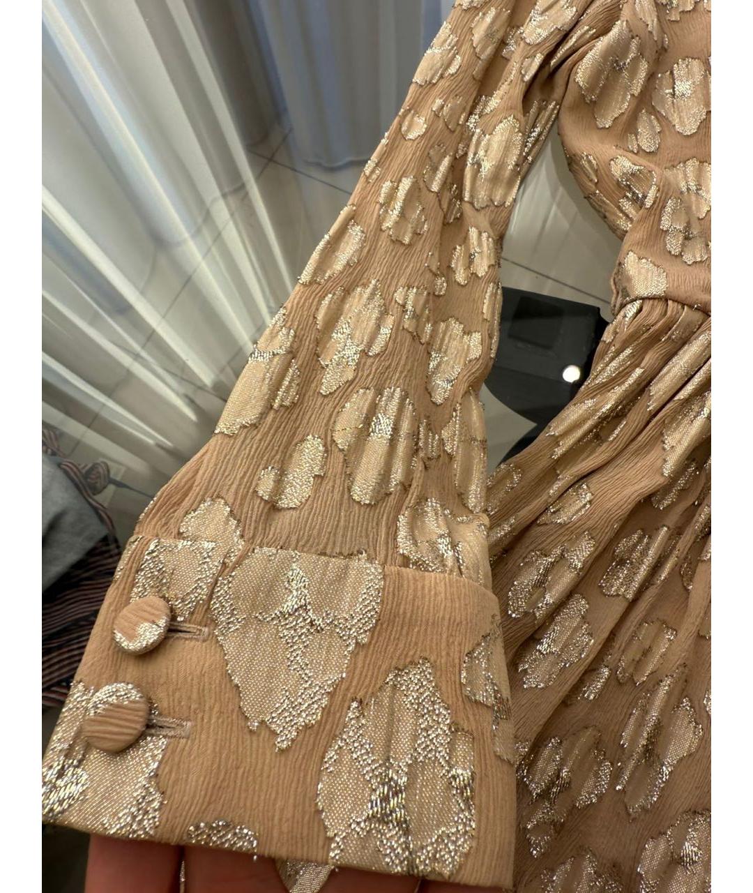 SAINT LAURENT Бежевое шелковое повседневное платье, фото 5