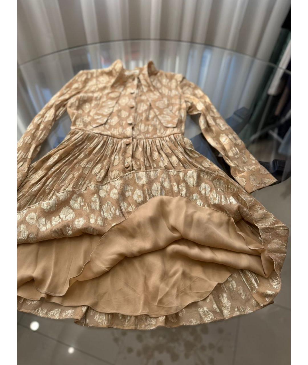 SAINT LAURENT Бежевое шелковое повседневное платье, фото 3