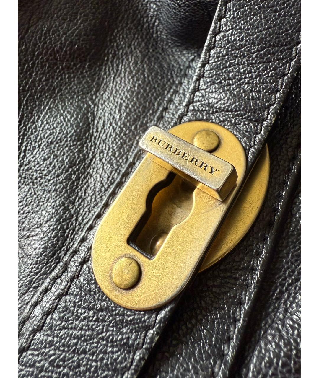 BURBERRY Черная кожаная сумка тоут, фото 8