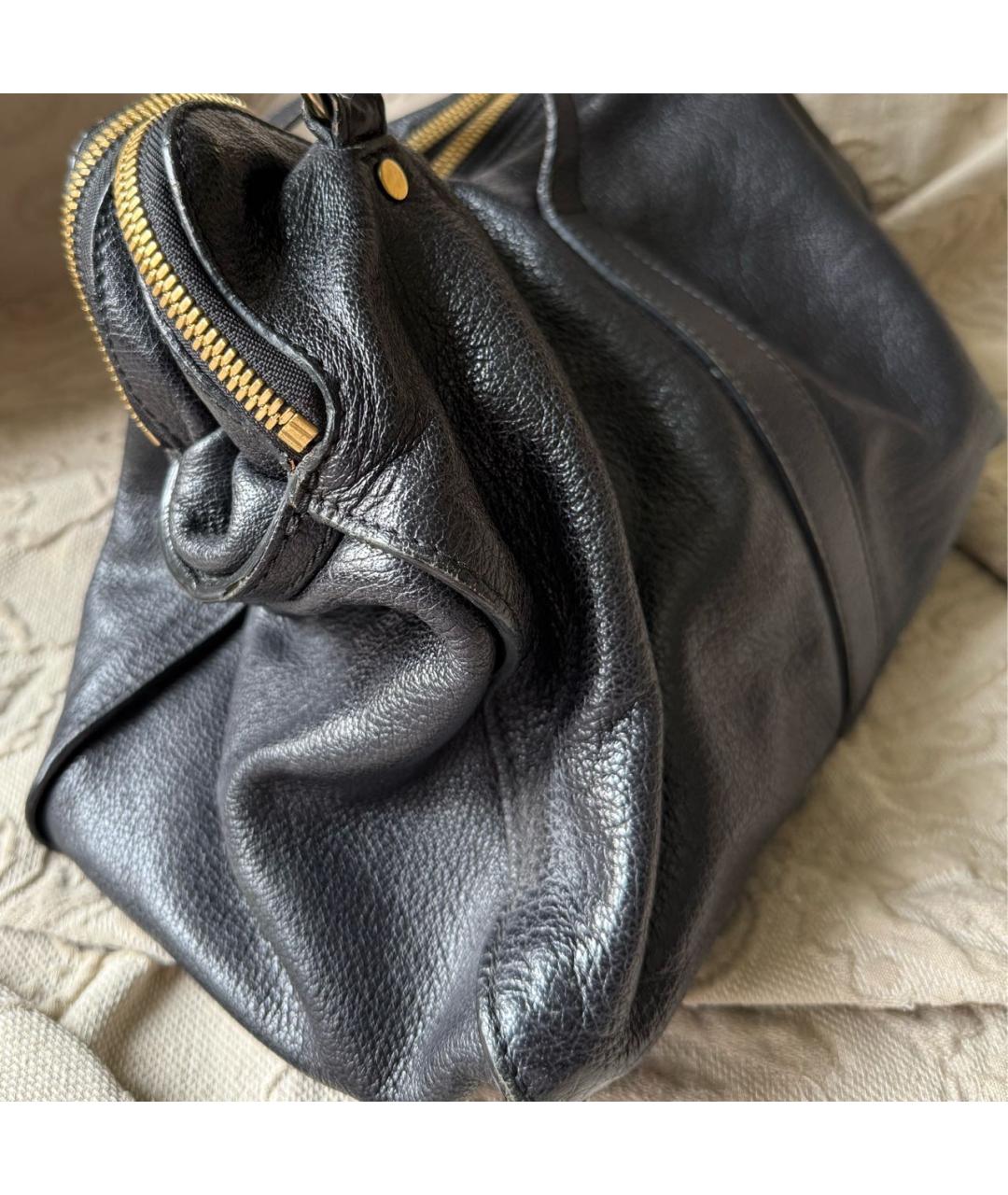BURBERRY Черная кожаная сумка тоут, фото 3