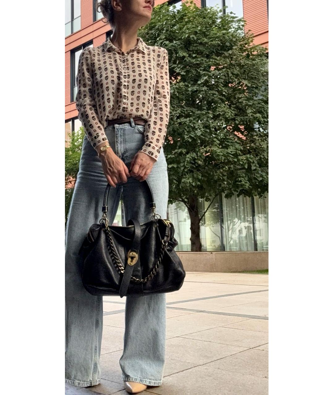 BURBERRY Черная кожаная сумка тоут, фото 5