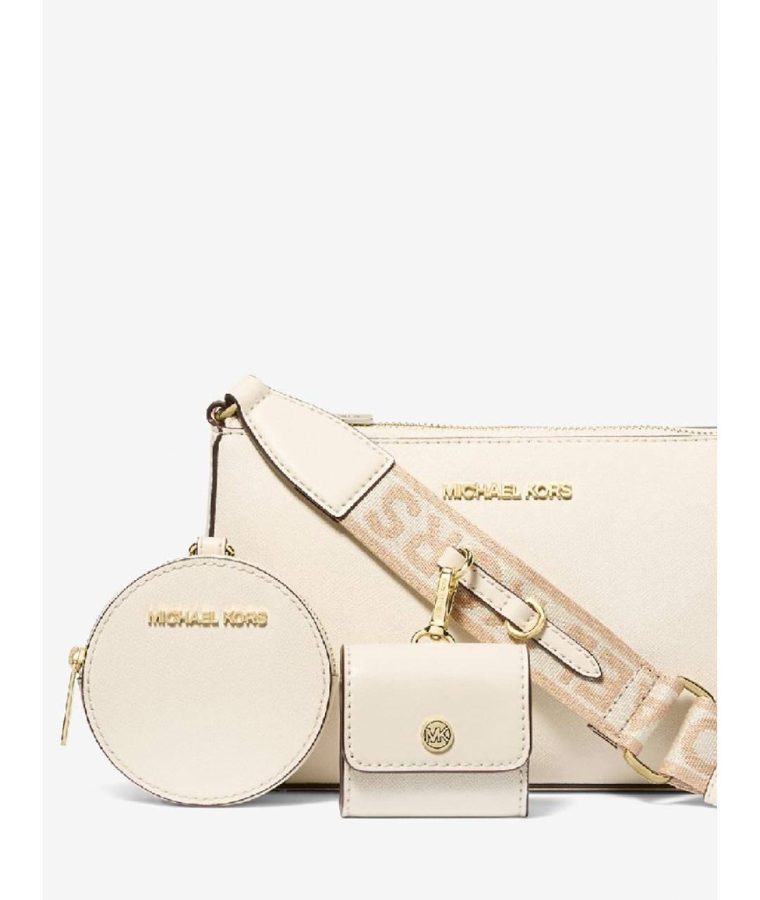 MICHAEL KORS Бежевая кожаная сумка через плечо, фото 2