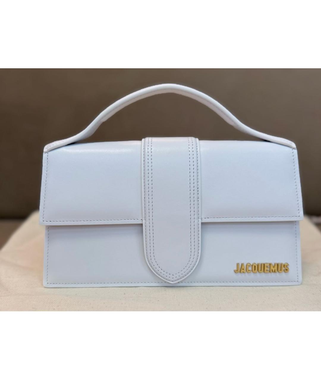 JACQUEMUS Белая кожаная сумка с короткими ручками, фото 9