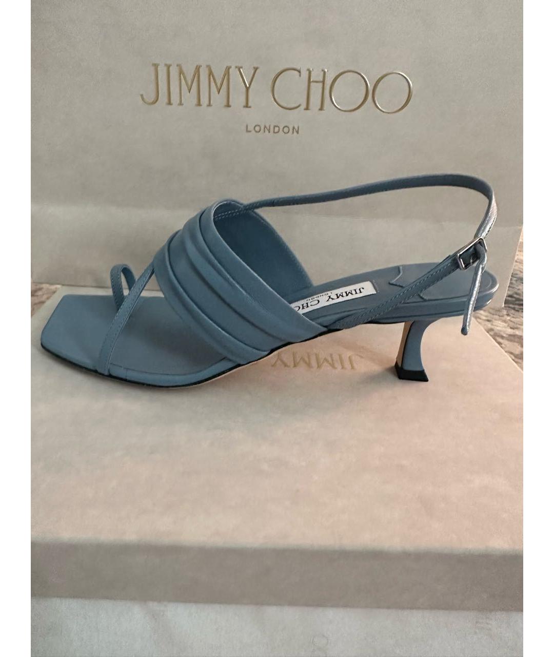 JIMMY CHOO Голубые кожаные босоножки, фото 5