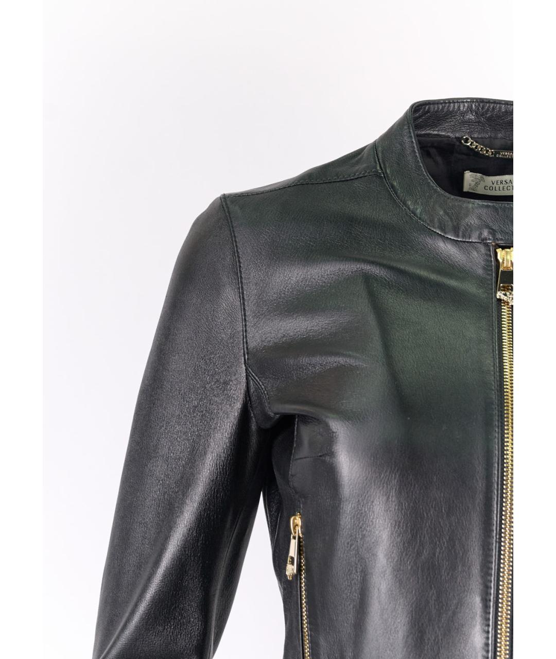 VERSACE COLLECTION Черная кожаная куртка, фото 5