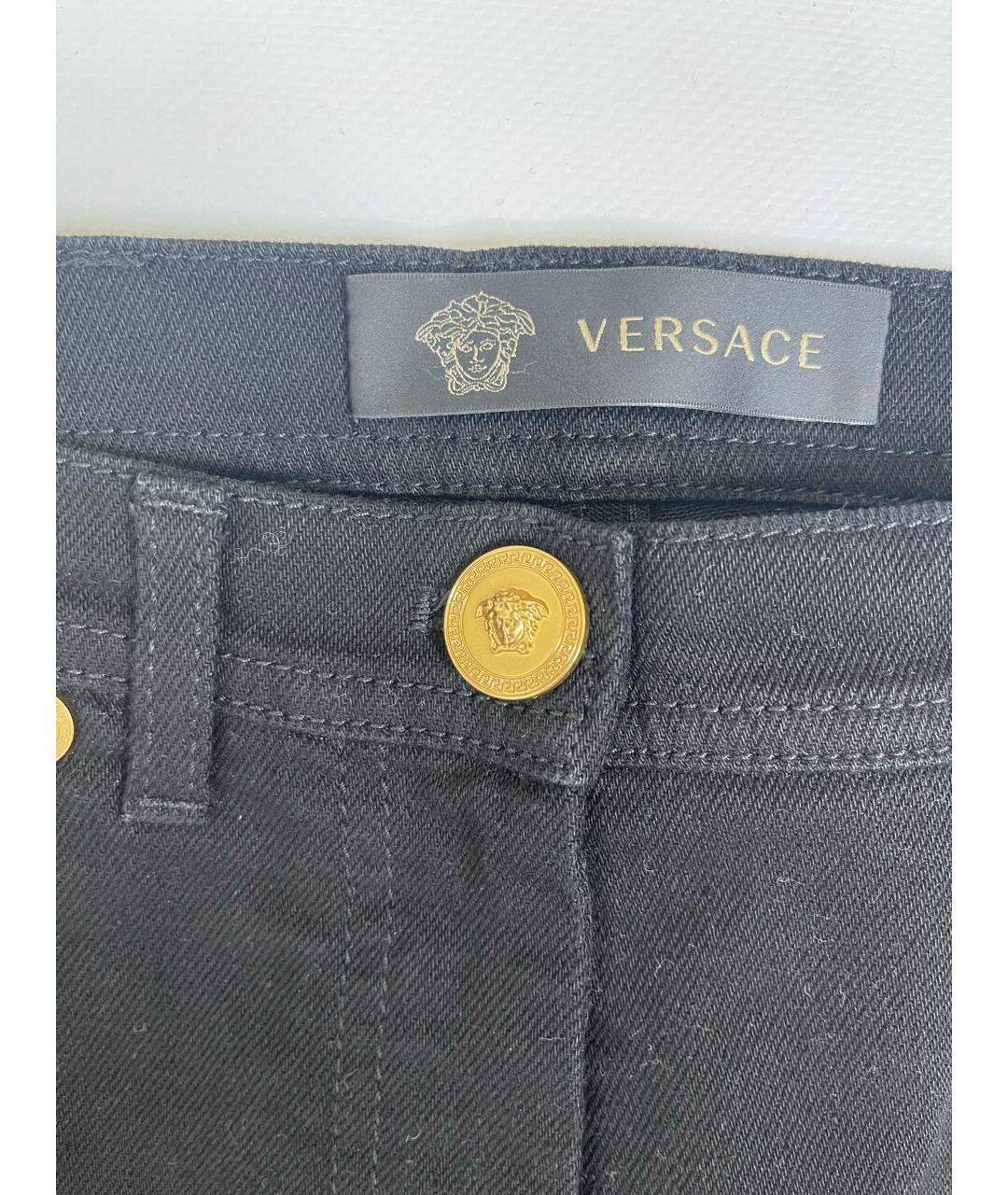 VERSACE Черные хлопковые прямые джинсы, фото 3