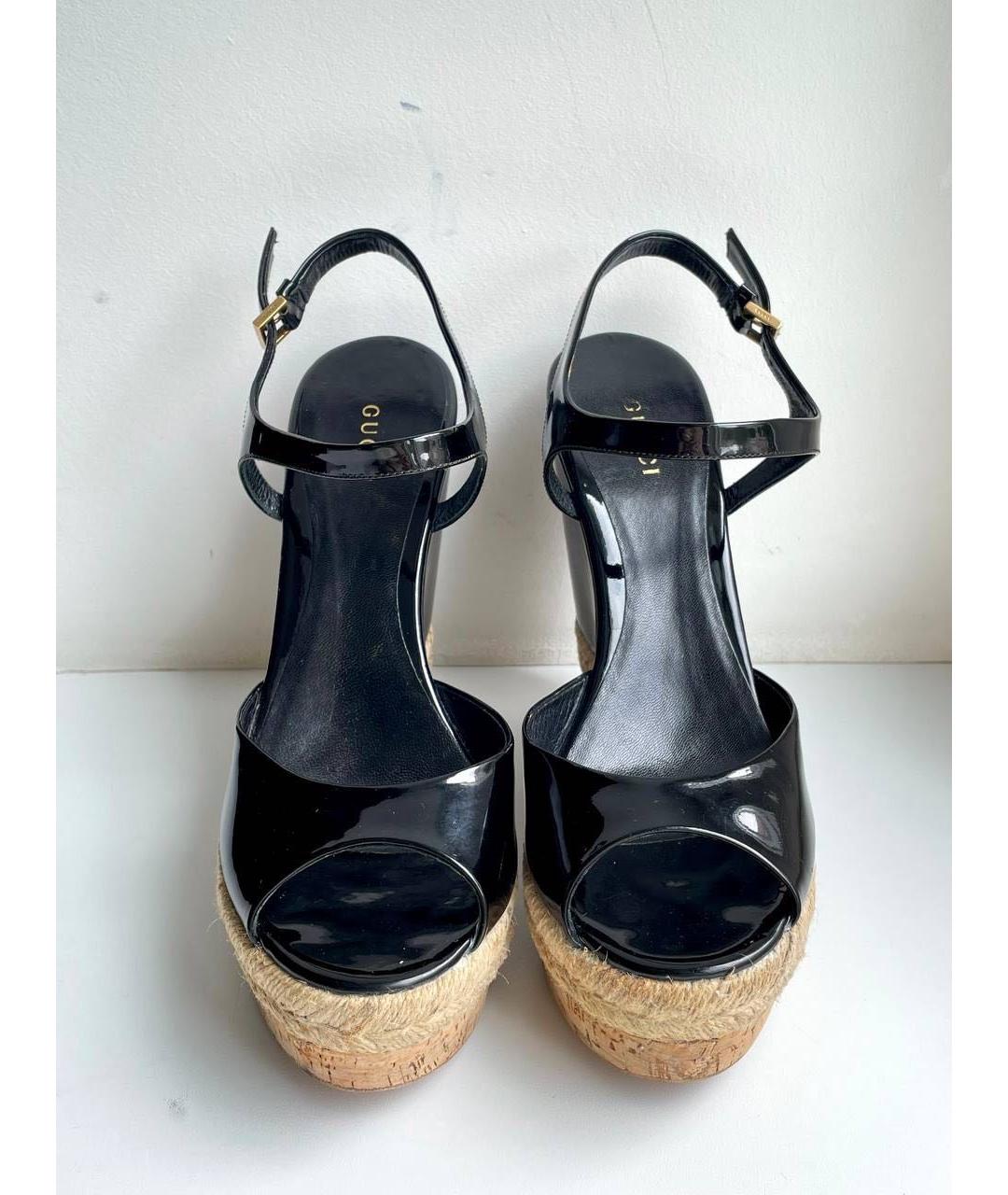 GUCCI Черные босоножки из лакированной кожи, фото 3