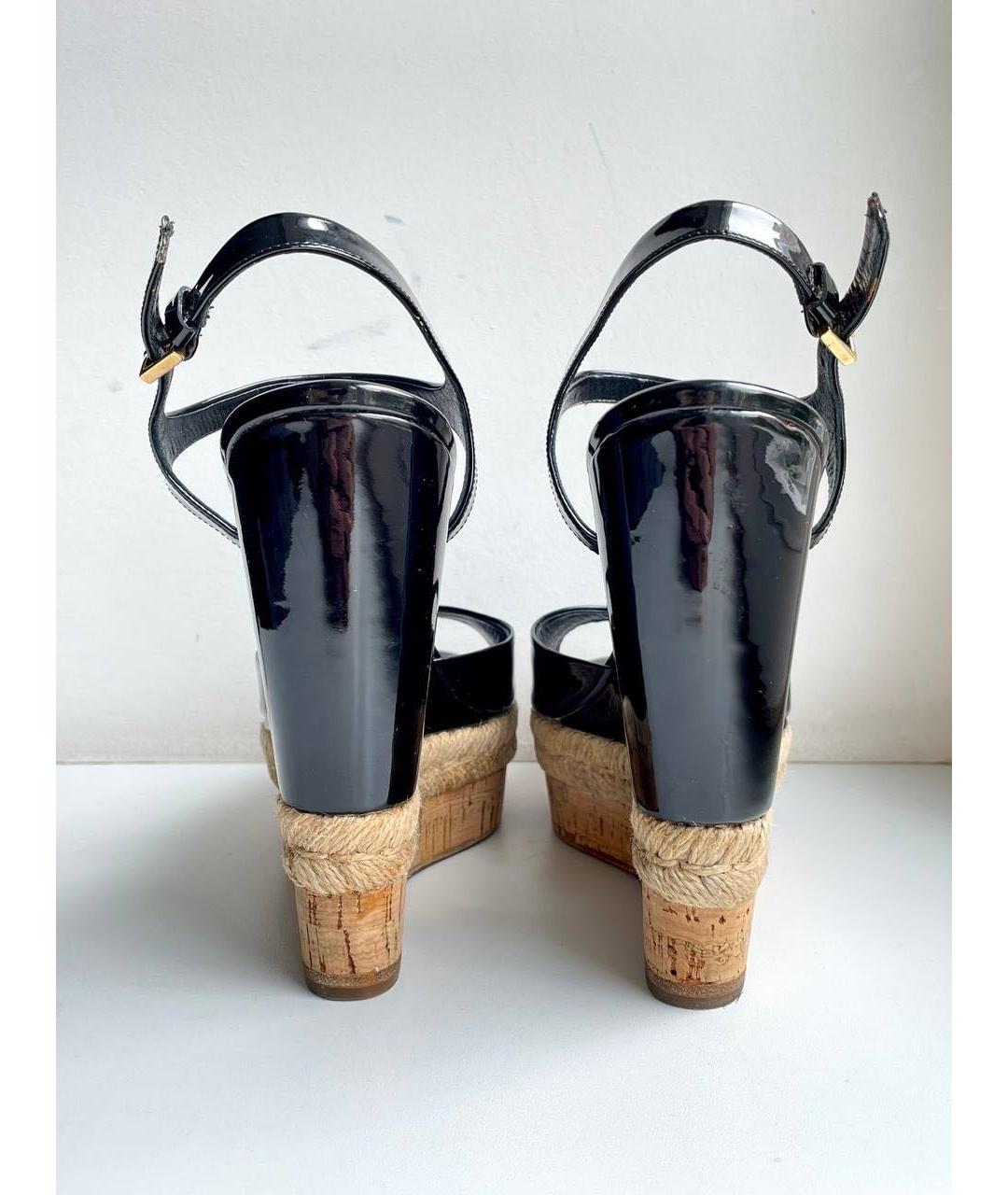 GUCCI Черные босоножки из лакированной кожи, фото 5