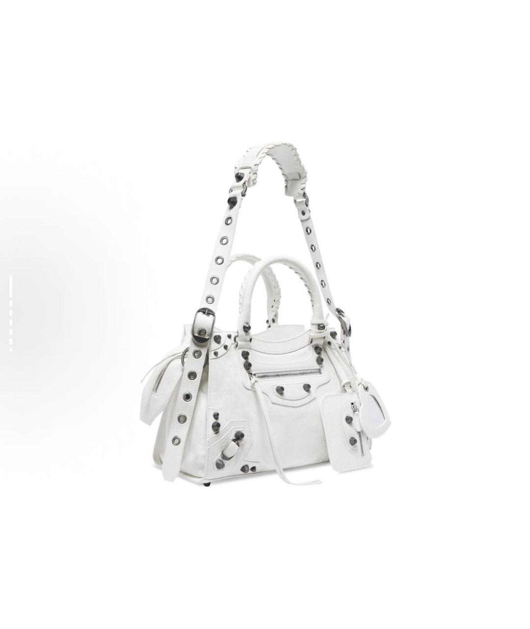 BALENCIAGA Белая кожаная сумка тоут, фото 2