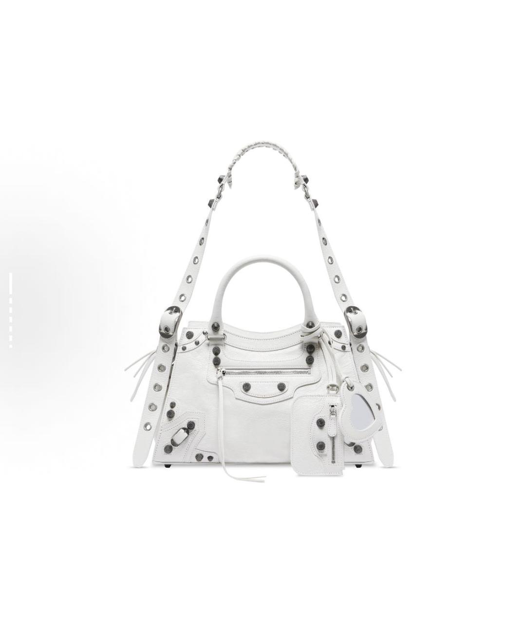 BALENCIAGA Белая кожаная сумка тоут, фото 5