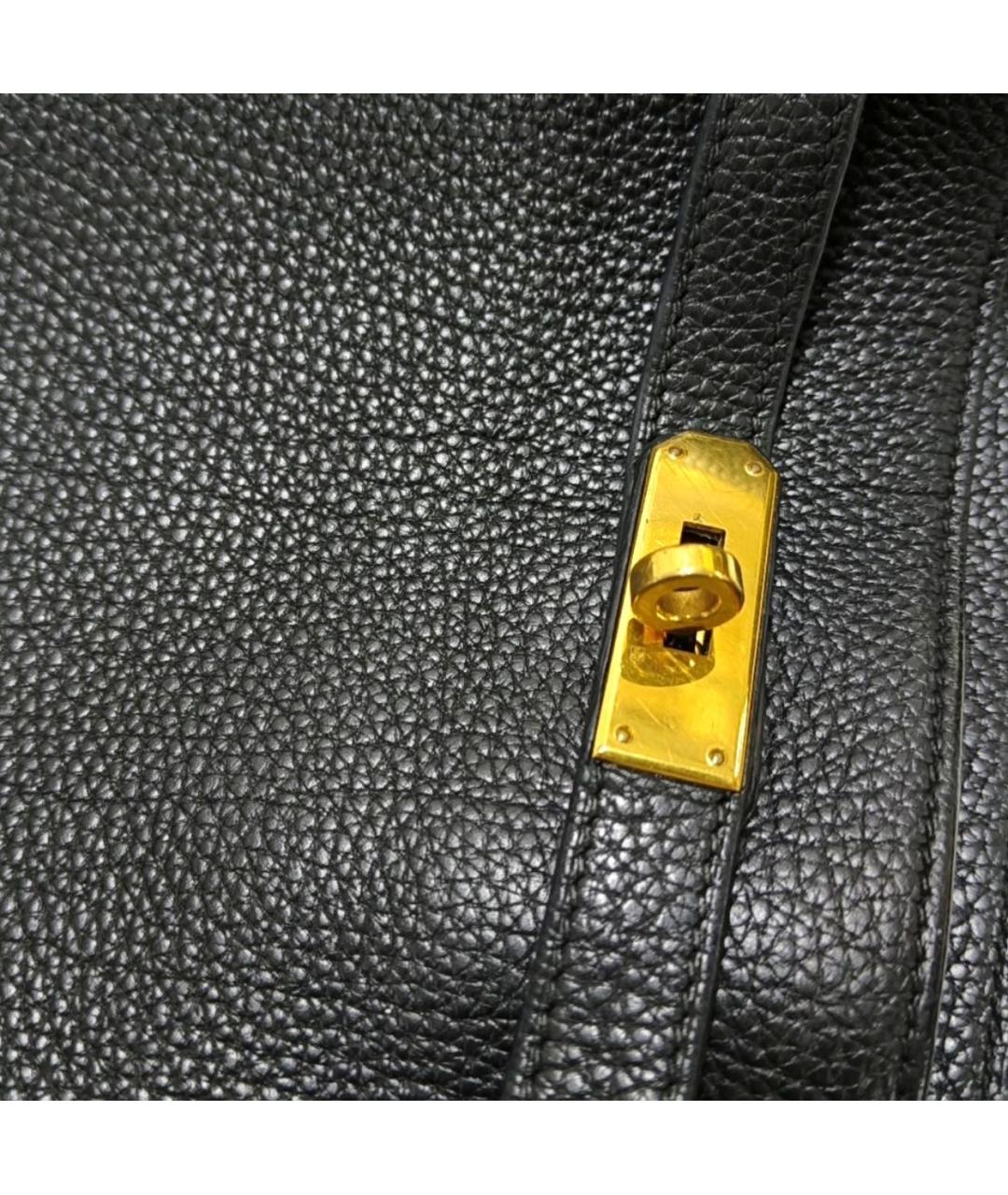 HERMES Черная кожаная сумка тоут, фото 8