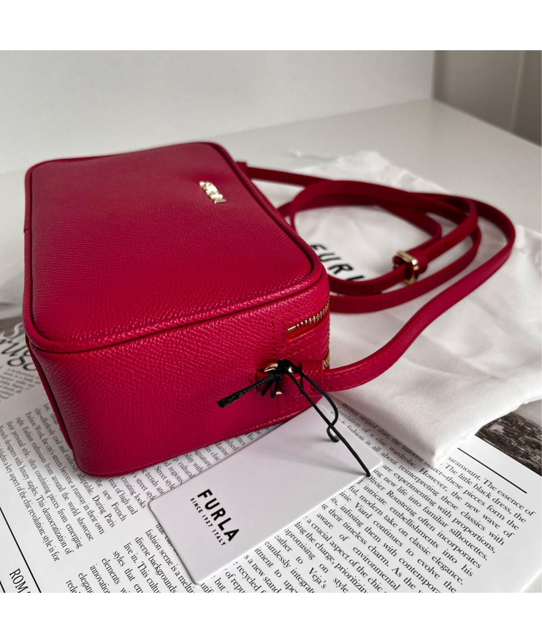 FURLA Красная кожаная сумка через плечо, фото 4