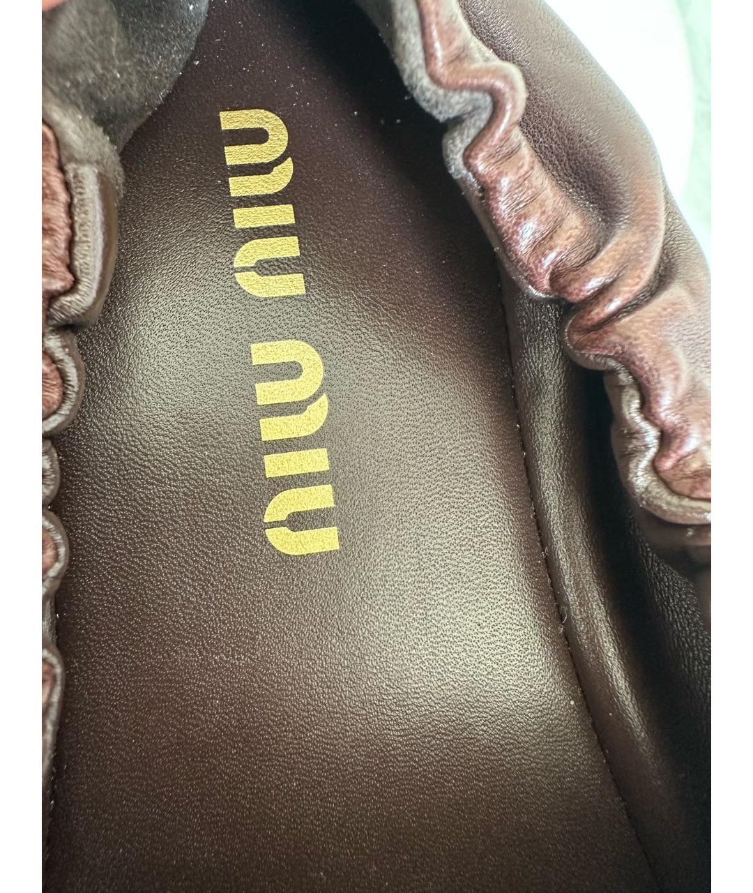 MIU MIU Коричневые кожаные лоферы, фото 9