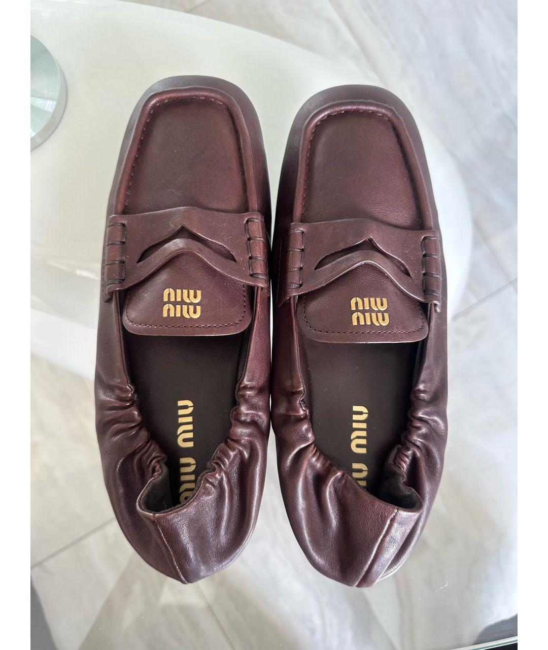 MIU MIU Коричневые кожаные лоферы, фото 4