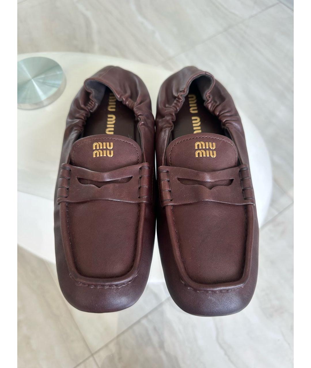 MIU MIU Коричневые кожаные лоферы, фото 3