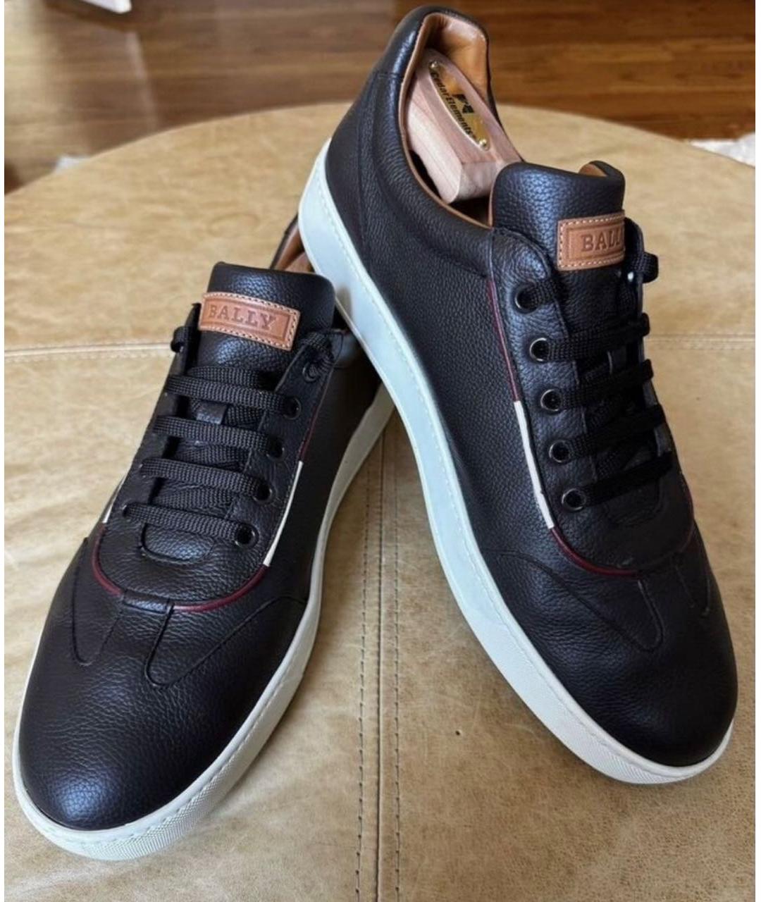 BALLY Коричневые кожаные низкие кроссовки / кеды, фото 2
