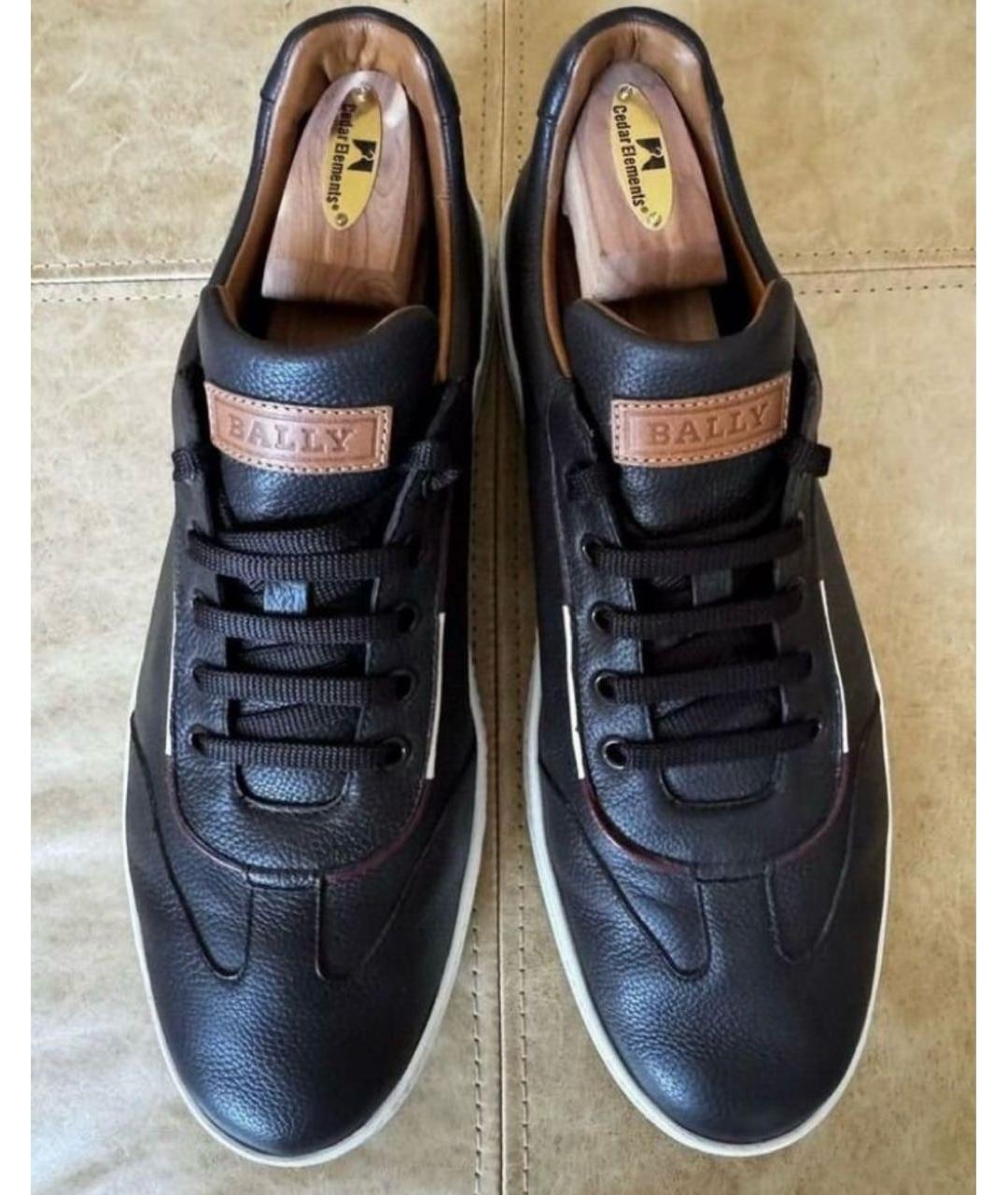 BALLY Коричневые кожаные низкие кроссовки / кеды, фото 4