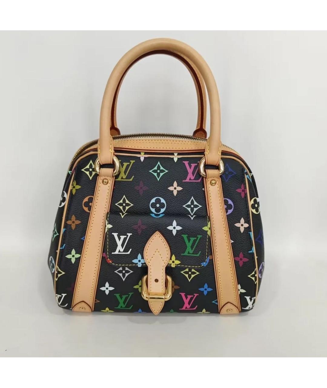 LOUIS VUITTON Черная кожаная сумка с короткими ручками, фото 7