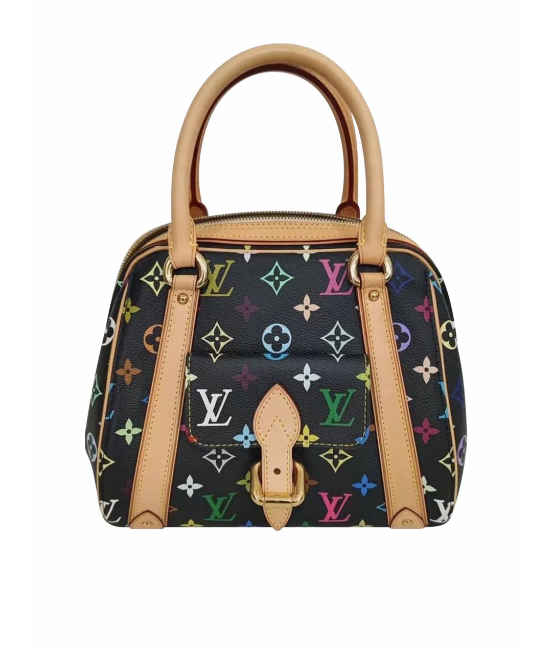 LOUIS VUITTON Черная кожаная сумка с короткими ручками, фото 1