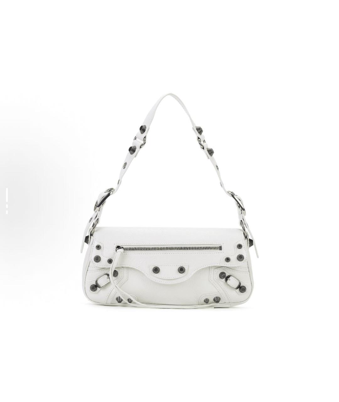 BALENCIAGA Белая кожаная сумка с короткими ручками, фото 5