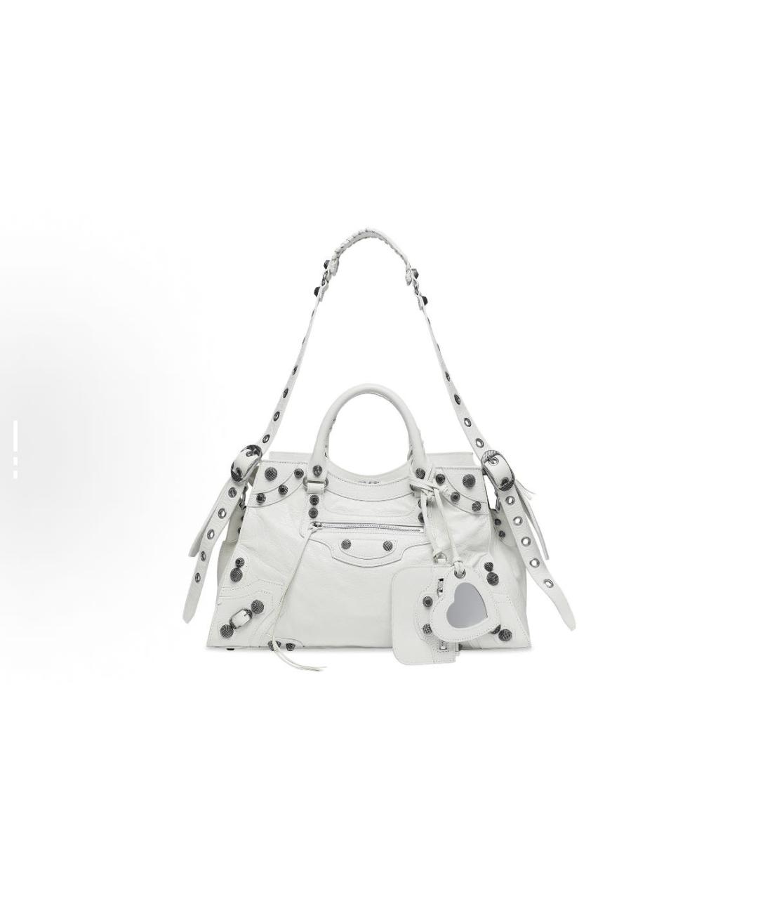 BALENCIAGA Белая кожаная сумка тоут, фото 5