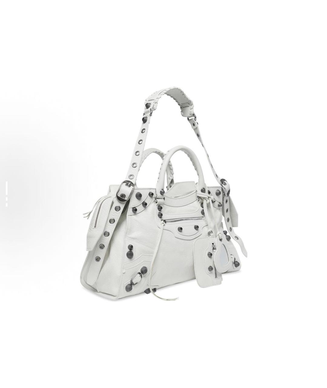 BALENCIAGA Белая кожаная сумка тоут, фото 2