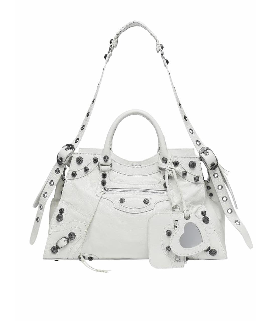 BALENCIAGA Белая кожаная сумка тоут, фото 1
