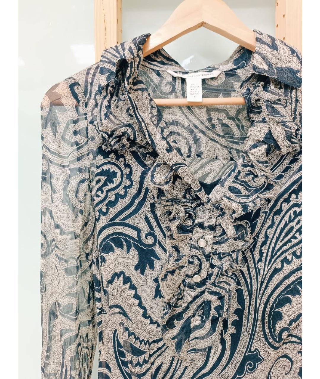 DIANE VON FURSTENBERG Темно-синее шелковое повседневное платье, фото 4