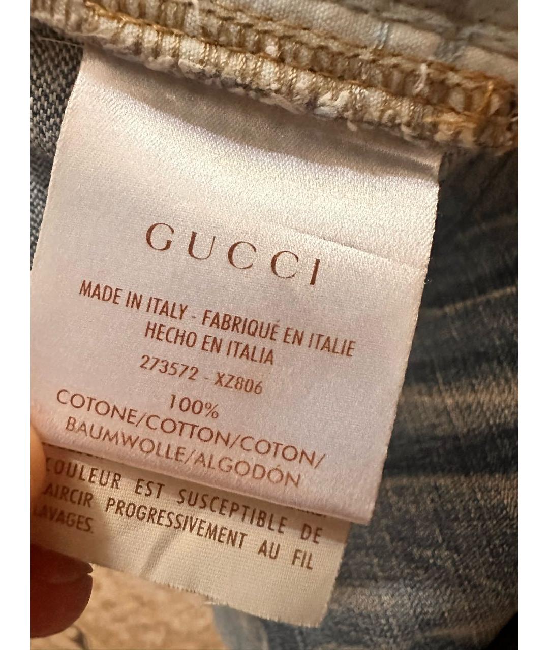 GUCCI Голубые хлопковые джинсы, фото 6