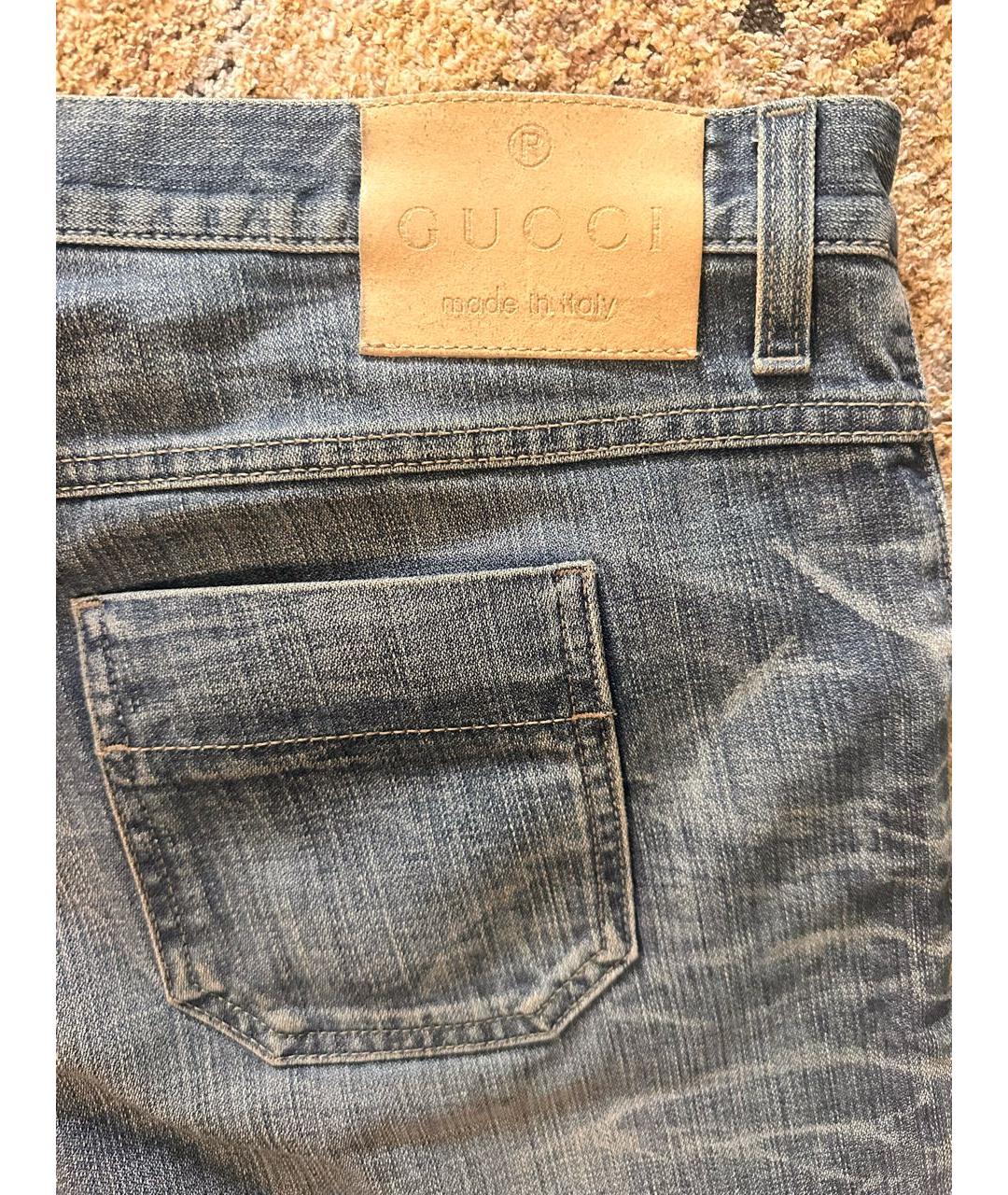 GUCCI Голубые хлопковые джинсы, фото 4