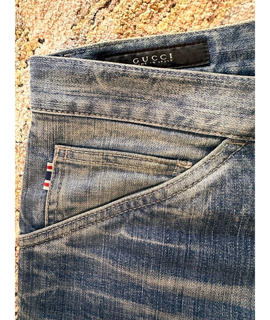 GUCCI Голубые хлопковые джинсы, фото 3
