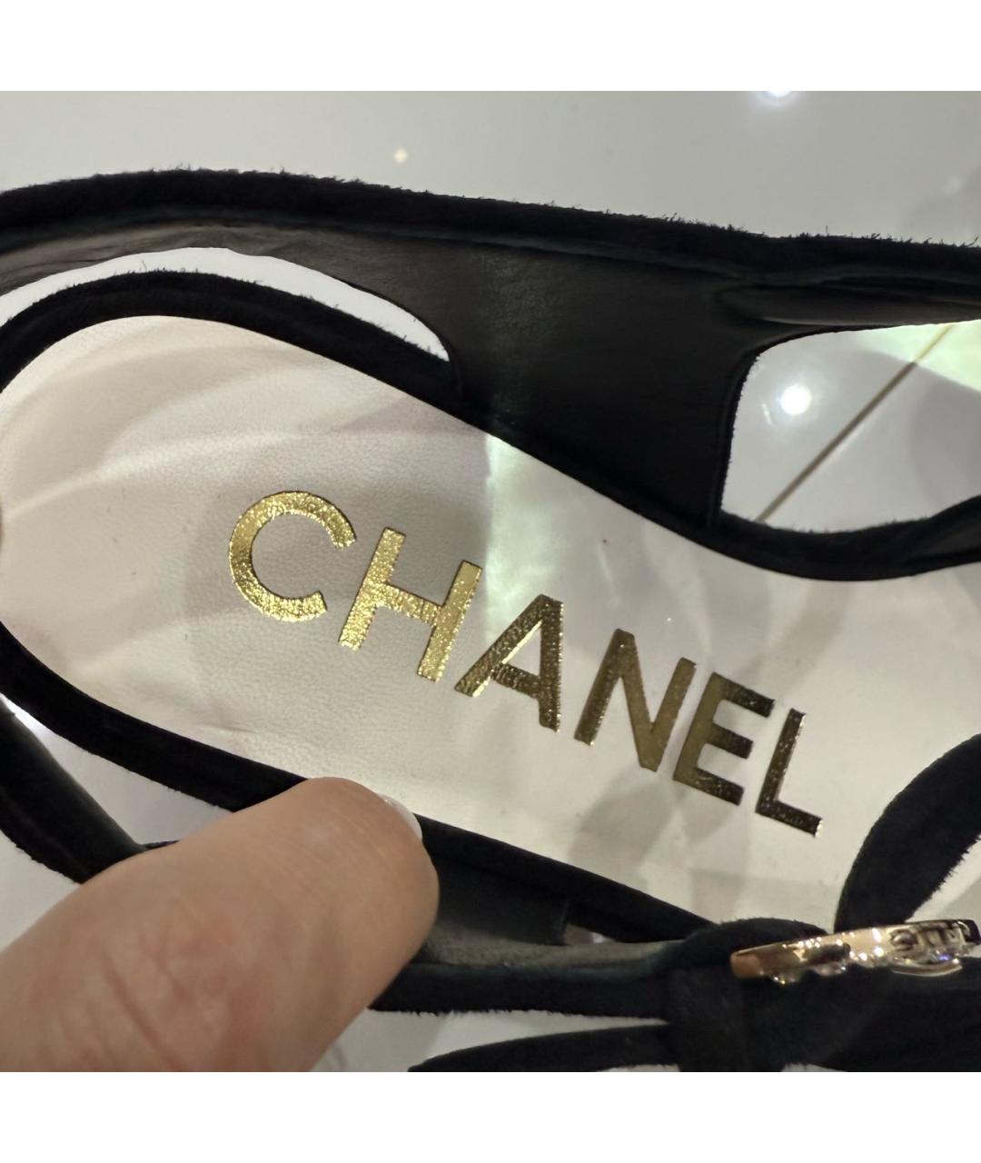 CHANEL Черные замшевые босоножки, фото 5