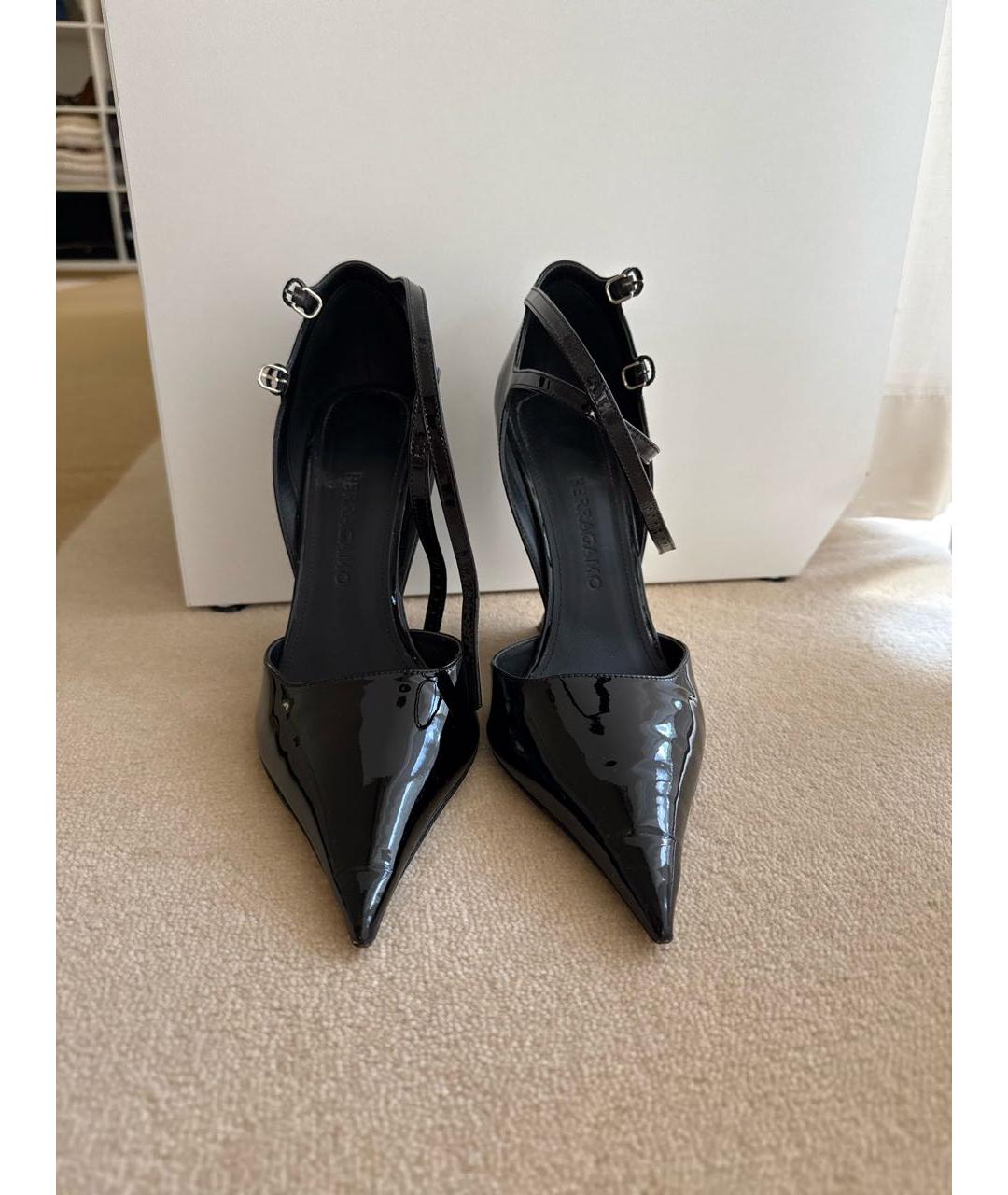 FERRAGAMO Черные туфли из лакированной кожи, фото 2