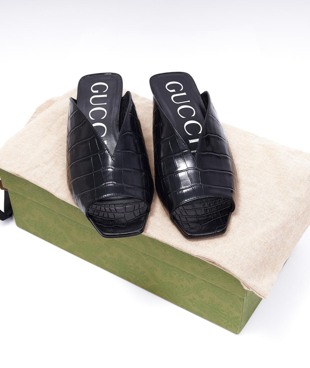 GUCCI Черные кожаные мюли, фото 9