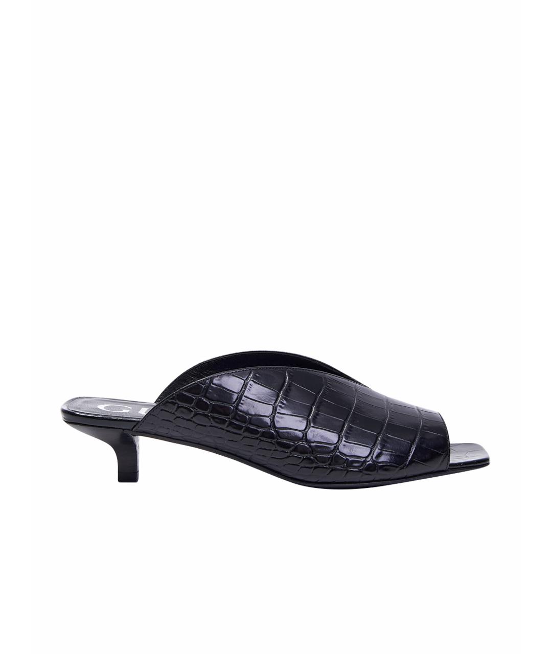 GUCCI Черные кожаные мюли, фото 1