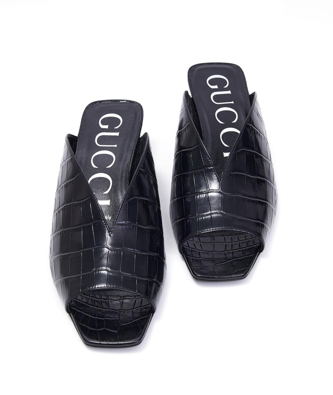 GUCCI Черные кожаные мюли, фото 4