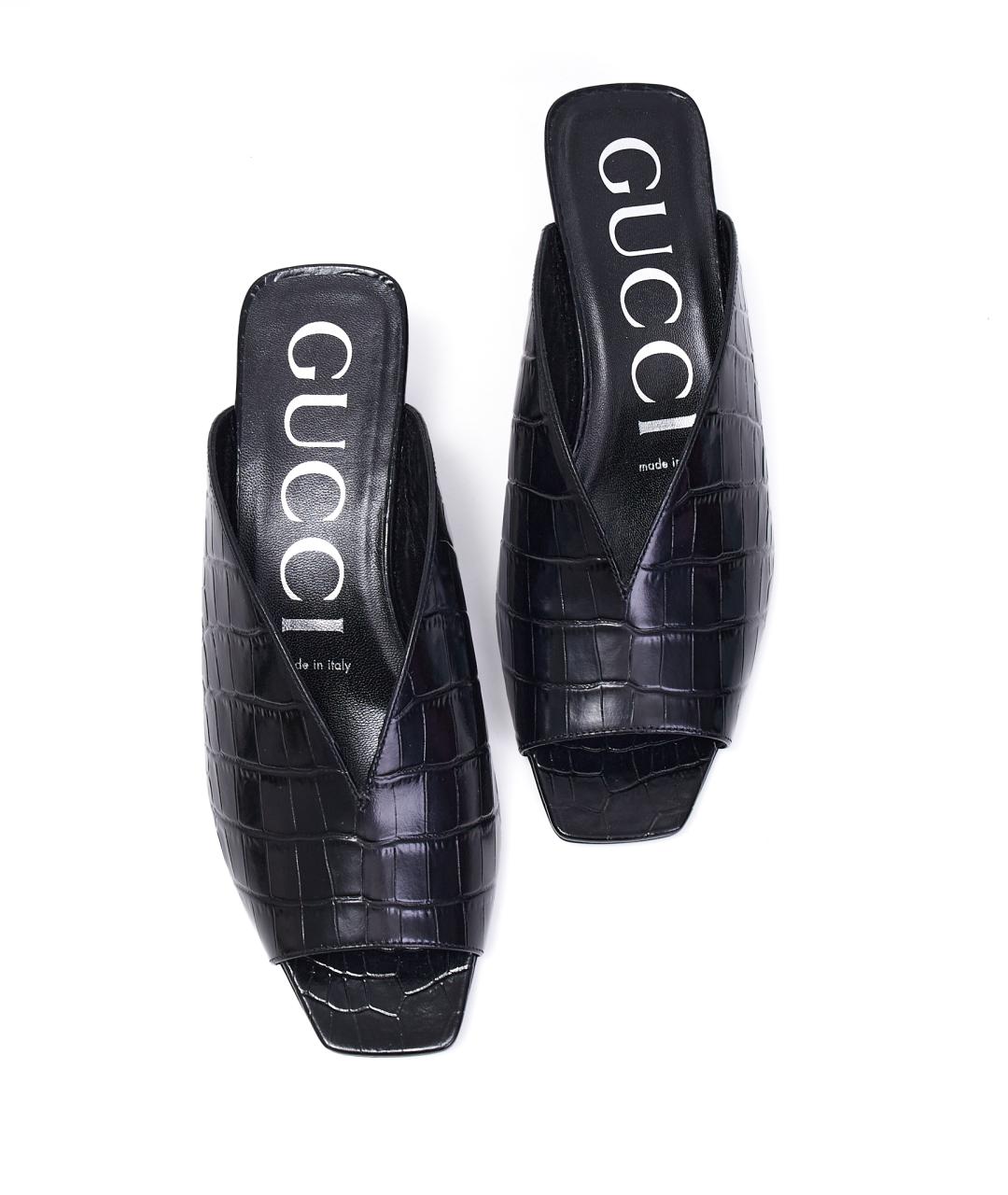 GUCCI Черные кожаные мюли, фото 5