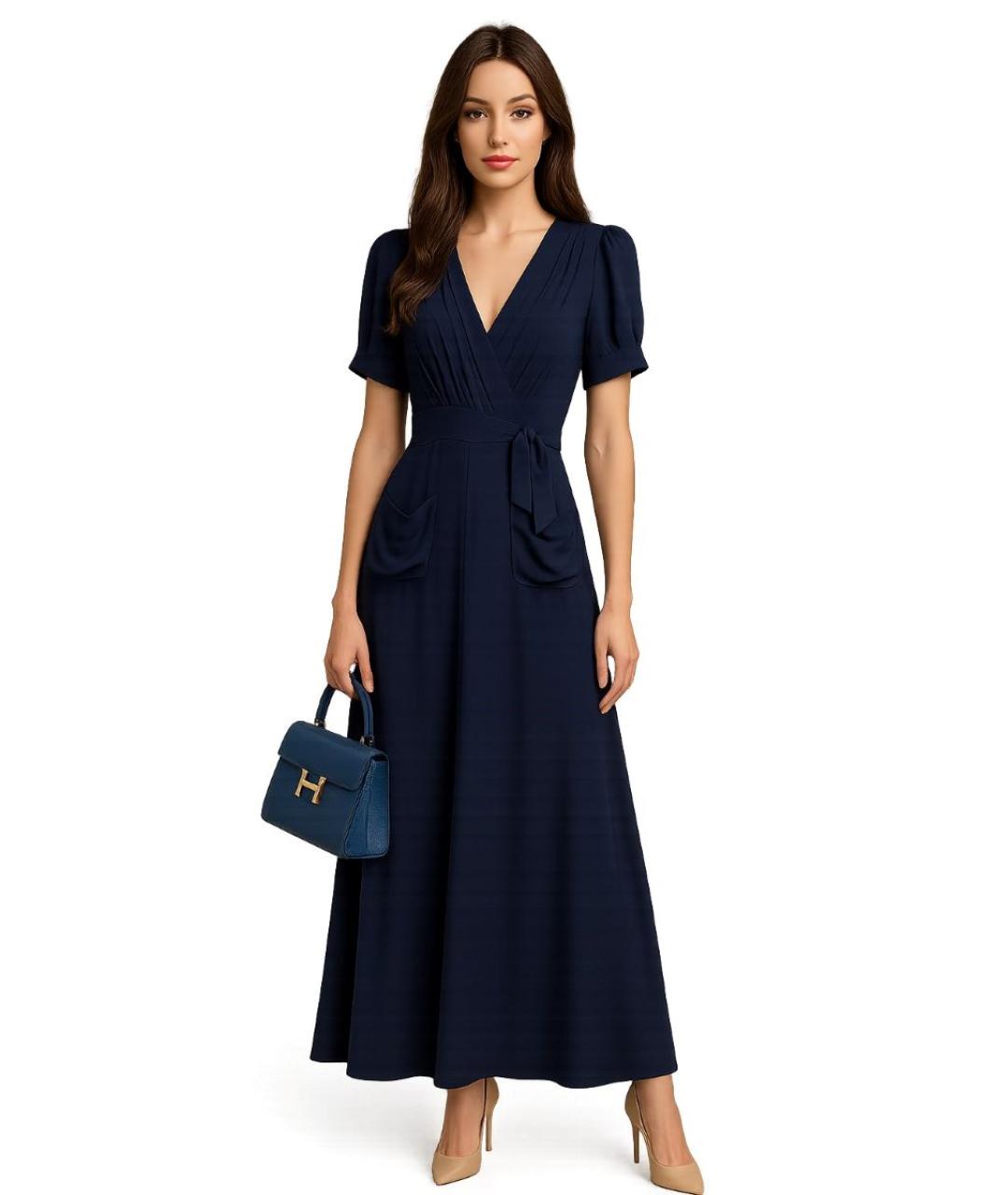 BALENCIAGA Синее шелковое повседневное платье, фото 8