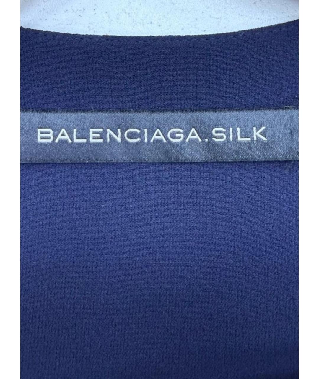 BALENCIAGA Синее шелковое повседневное платье, фото 3