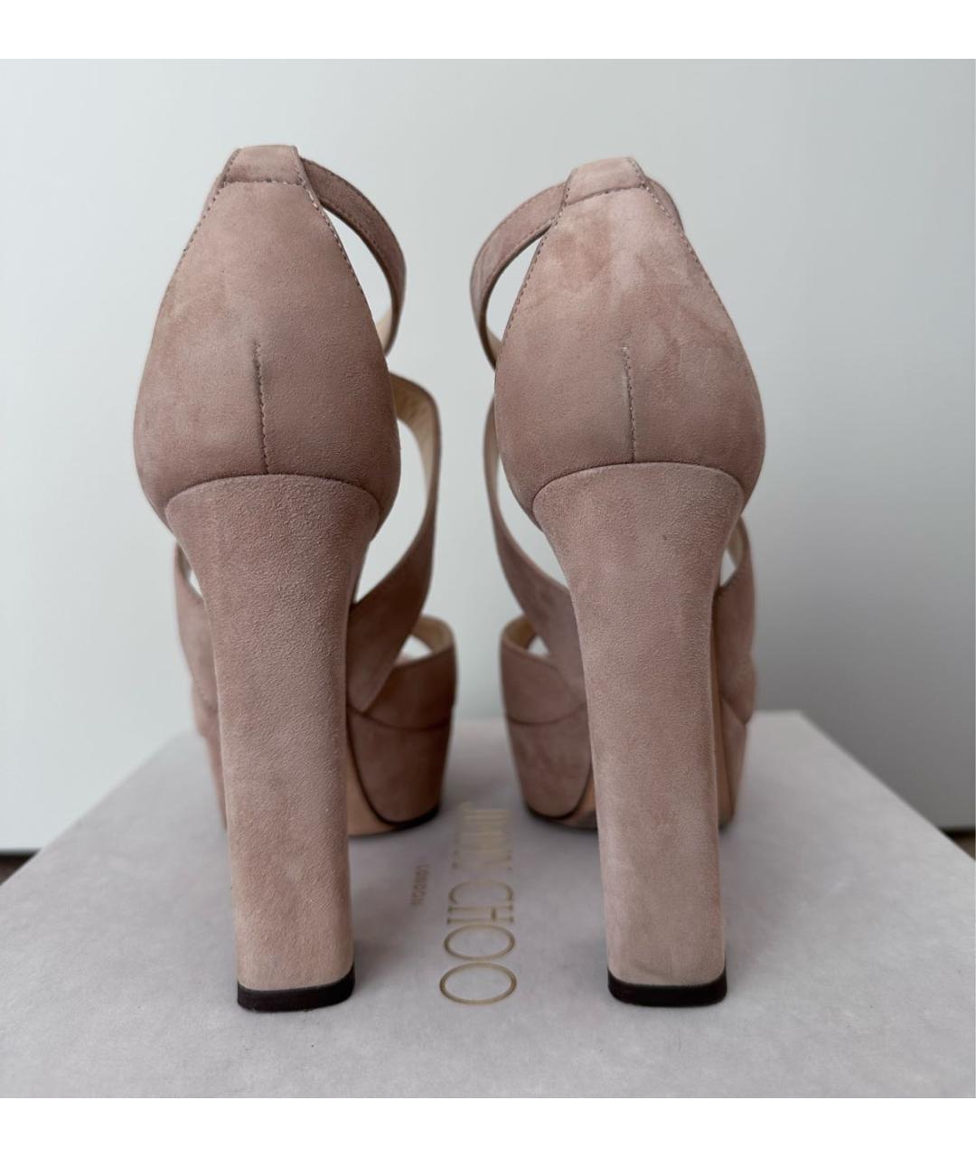 JIMMY CHOO Бежевые замшевые босоножки, фото 4