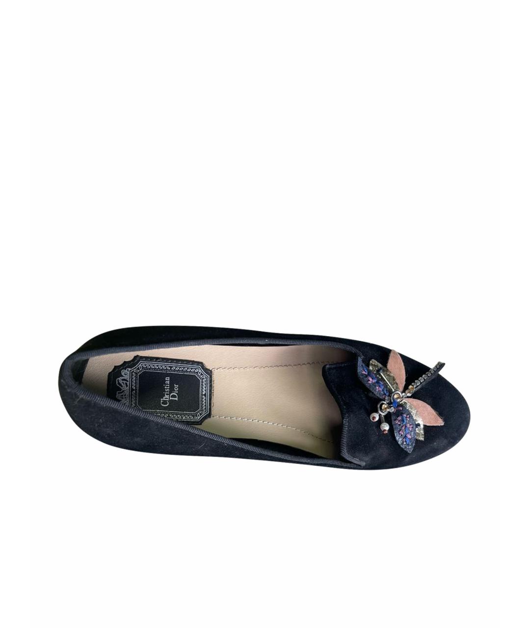 CHRISTIAN DIOR Черные замшевые лоферы, фото 1