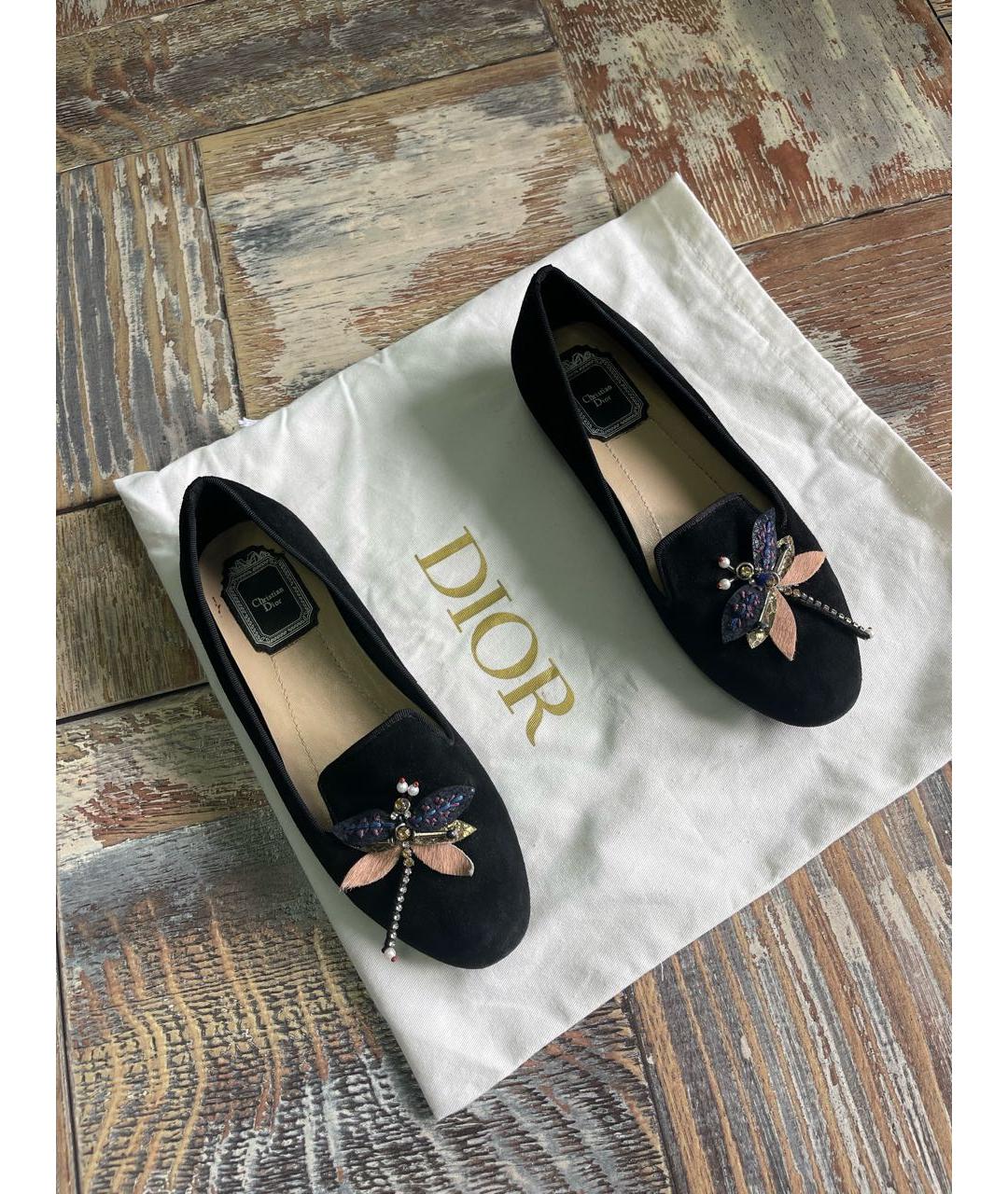 CHRISTIAN DIOR Черные замшевые лоферы, фото 7