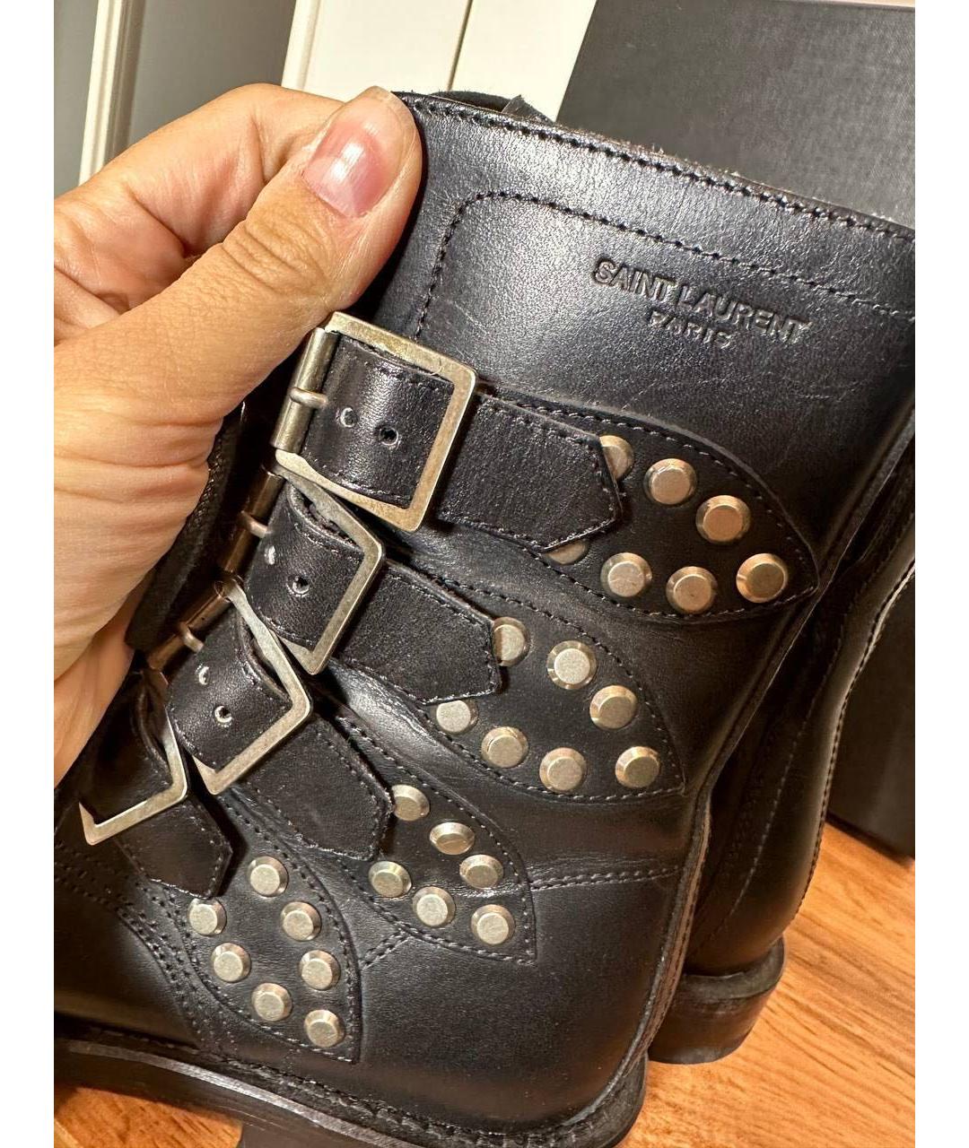 SAINT LAURENT Черные кожаные ботинки, фото 5